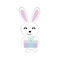 Smiling rabbit with a gift vector