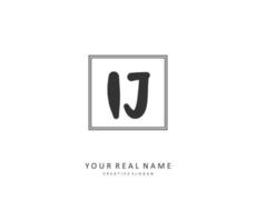 IJ Initial letter handwriting and  signature logo. A concept handwriting initial logo with template element. vector