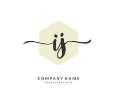 IJ Initial letter handwriting and  signature logo. A concept handwriting initial logo with template element. vector