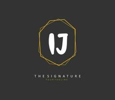 IJ Initial letter handwriting and  signature logo. A concept handwriting initial logo with template element. vector
