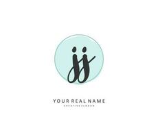 JJ Initial letter handwriting and  signature logo. A concept handwriting initial logo with template element. vector