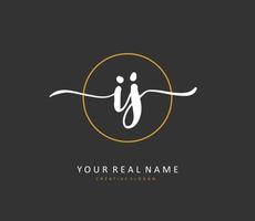 IJ Initial letter handwriting and  signature logo. A concept handwriting initial logo with template element. vector