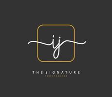 IJ Initial letter handwriting and  signature logo. A concept handwriting initial logo with template element. vector