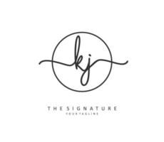 KJ Initial letter handwriting and  signature logo. A concept handwriting initial logo with template element. vector