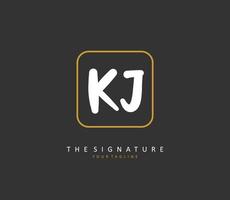 KJ Initial letter handwriting and  signature logo. A concept handwriting initial logo with template element. vector