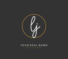 LJ Initial letter handwriting and  signature logo. A concept handwriting initial logo with template element. vector