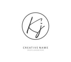 KJ Initial letter handwriting and  signature logo. A concept handwriting initial logo with template element. vector