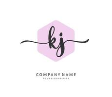 KJ Initial letter handwriting and  signature logo. A concept handwriting initial logo with template element. vector