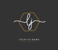 LJ Initial letter handwriting and  signature logo. A concept handwriting initial logo with template element. vector