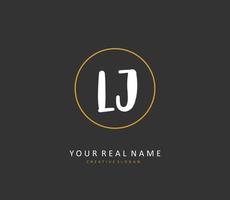 LJ Initial letter handwriting and  signature logo. A concept handwriting initial logo with template element. vector