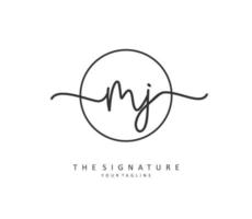 MJ Initial letter handwriting and  signature logo. A concept handwriting initial logo with template element. vector