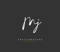 MJ Initial letter handwriting and  signature logo. A concept handwriting initial logo with template element. vector
