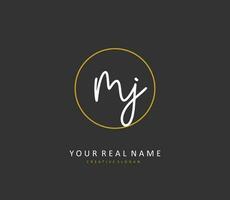 MJ Initial letter handwriting and  signature logo. A concept handwriting initial logo with template element. vector