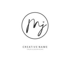 MJ Initial letter handwriting and  signature logo. A concept handwriting initial logo with template element. vector