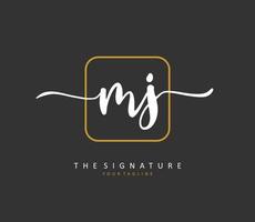 MJ Initial letter handwriting and  signature logo. A concept handwriting initial logo with template element. vector