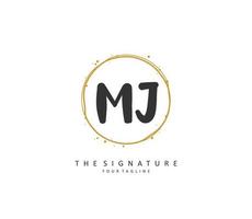 MJ Initial letter handwriting and  signature logo. A concept handwriting initial logo with template element. vector