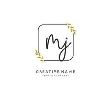 MJ Initial letter handwriting and  signature logo. A concept handwriting initial logo with template element. vector