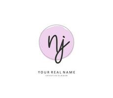 NJ Initial letter handwriting and  signature logo. A concept handwriting initial logo with template element. vector