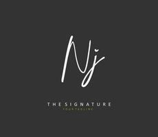 NJ Initial letter handwriting and  signature logo. A concept handwriting initial logo with template element. vector