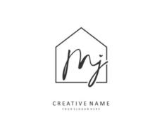 MJ Initial letter handwriting and  signature logo. A concept handwriting initial logo with template element. vector