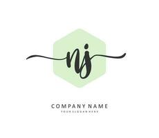 NJ Initial letter handwriting and  signature logo. A concept handwriting initial logo with template element. vector