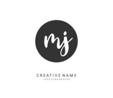 MJ Initial letter handwriting and  signature logo. A concept handwriting initial logo with template element. vector