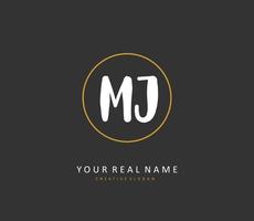 MJ Initial letter handwriting and  signature logo. A concept handwriting initial logo with template element. vector