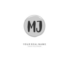 MJ Initial letter handwriting and  signature logo. A concept handwriting initial logo with template element. vector