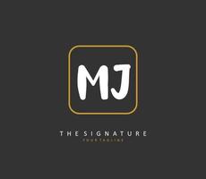 MJ Initial letter handwriting and  signature logo. A concept handwriting initial logo with template element. vector