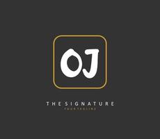 OJ Initial letter handwriting and  signature logo. A concept handwriting initial logo with template element. vector