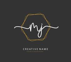 MJ Initial letter handwriting and  signature logo. A concept handwriting initial logo with template element. vector