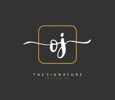 OJ Initial letter handwriting and  signature logo. A concept handwriting initial logo with template element. vector