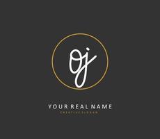 OJ Initial letter handwriting and  signature logo. A concept handwriting initial logo with template element. vector