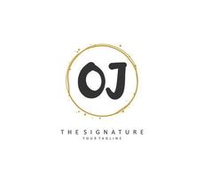 OJ Initial letter handwriting and  signature logo. A concept handwriting initial logo with template element. vector