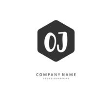 OJ Initial letter handwriting and  signature logo. A concept handwriting initial logo with template element. vector