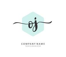 OJ Initial letter handwriting and  signature logo. A concept handwriting initial logo with template element. vector