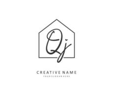 QJ Initial letter handwriting and  signature logo. A concept handwriting initial logo with template element. vector