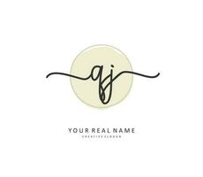 QJ Initial letter handwriting and  signature logo. A concept handwriting initial logo with template element. vector