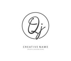 QJ Initial letter handwriting and  signature logo. A concept handwriting initial logo with template element. vector