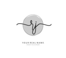 RJ Initial letter handwriting and  signature logo. A concept handwriting initial logo with template element. vector