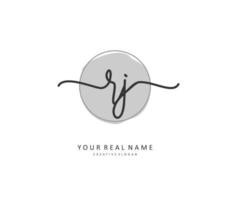 RJ Initial letter handwriting and  signature logo. A concept handwriting initial logo with template element. vector