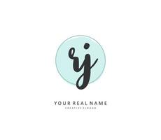 RJ Initial letter handwriting and  signature logo. A concept handwriting initial logo with template element. vector