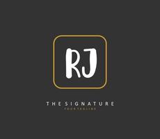 RJ Initial letter handwriting and  signature logo. A concept handwriting initial logo with template element. vector