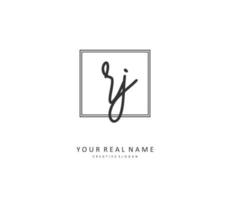 RJ Initial letter handwriting and  signature logo. A concept handwriting initial logo with template element. vector