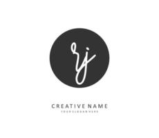 RJ Initial letter handwriting and  signature logo. A concept handwriting initial logo with template element. vector