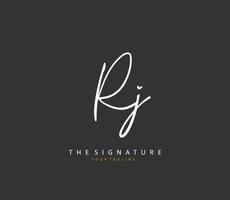 RJ Initial letter handwriting and  signature logo. A concept handwriting initial logo with template element. vector