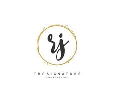 RJ Initial letter handwriting and  signature logo. A concept handwriting initial logo with template element. vector