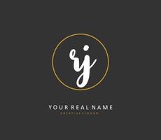 RJ Initial letter handwriting and  signature logo. A concept handwriting initial logo with template element. vector