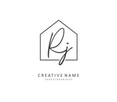 RJ Initial letter handwriting and  signature logo. A concept handwriting initial logo with template element. vector