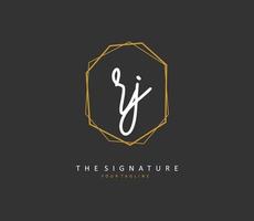 RJ Initial letter handwriting and  signature logo. A concept handwriting initial logo with template element. vector